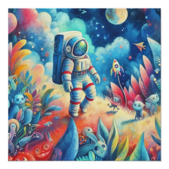Pôster Mundo do Astronauta Wimsical (Frente)