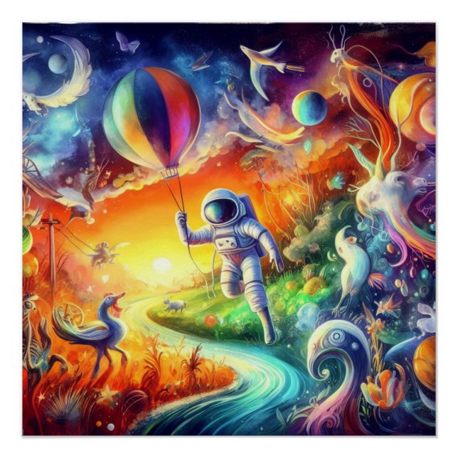 Pôster Mundo do Astronauta Wimsical (Frente)