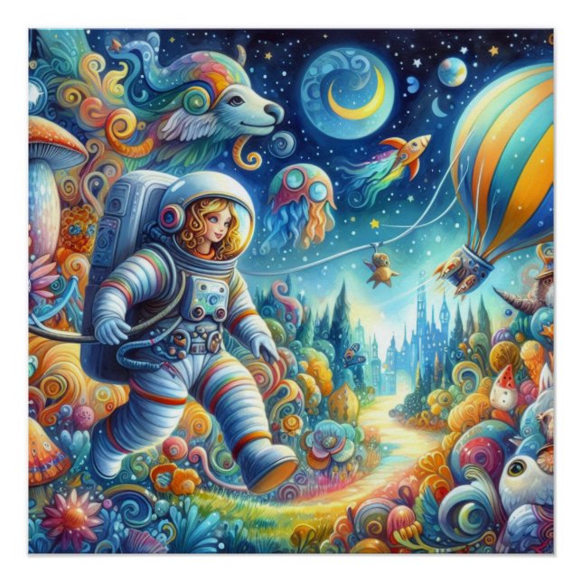 Pôster Mundo do Astronauta Wimsical (Frente)