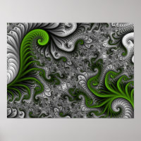 Mundo Fantástico Arte Fractal Abstrata Verde e Cin