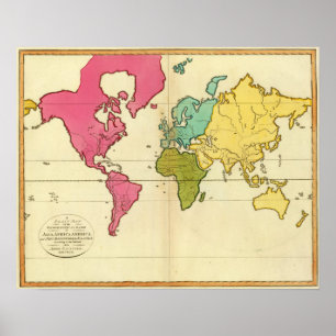 Poster Mundo liso do mapa