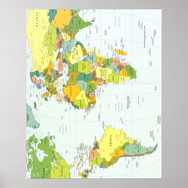 Pôster mundo+mapa+globo+país+atlas (Frente)