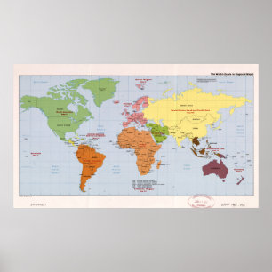 Poster Mundo Mapa regional político (1985)