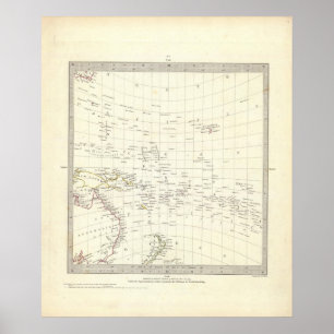 Pôster Mundo, proj gnomonic III Polinésia