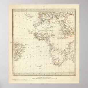 Pôster Mundo, proj gnomonic mim África e Europa sul