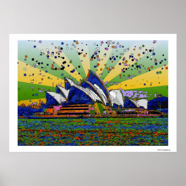 Poster Mundo Psicodélico: Sydney Austrália Skyline A2 (Frente)