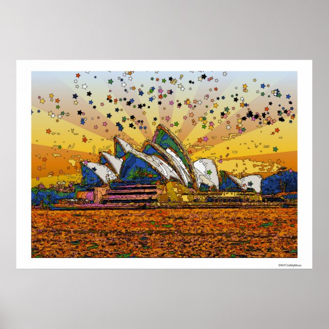 Poster Mundo Psicodélico: Sydney Skyline A1 (Frente)