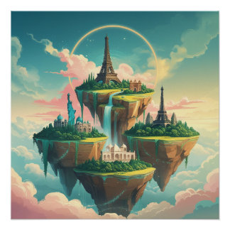 Pôster Mundo Whimsical Wonders: paisagem urbana flutuante