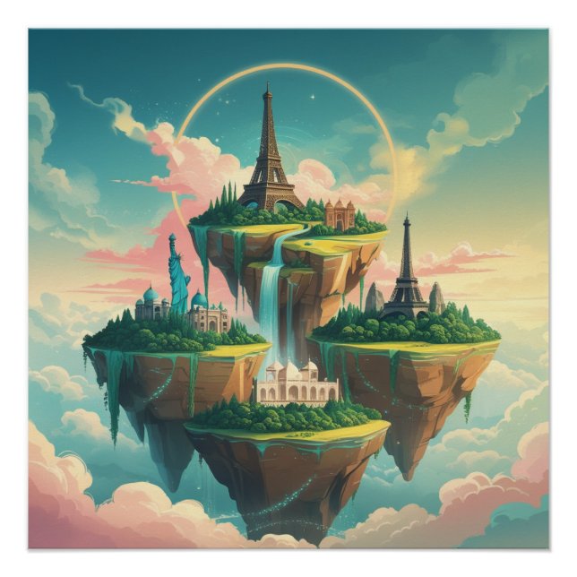 Pôster Mundo Whimsical Wonders: paisagem urbana flutuante (Frente)