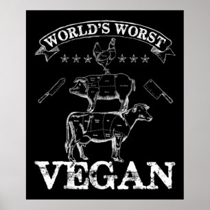 Poster Mundos: Pior Vegan Meat CHURRASCO Chicken Pig Cow