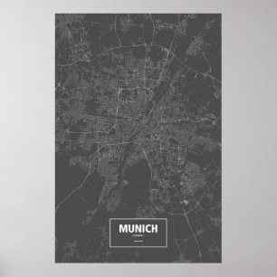 Pôster Munich, Alemanha (branca no preto)