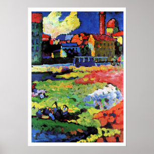 Poster Munique-Schwabing com a igreja de St. Ursula