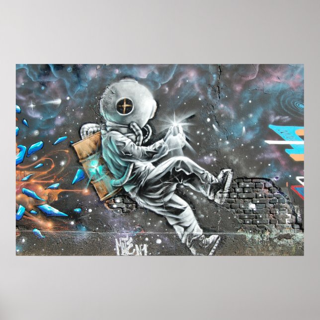 Poster Mural do Astronauta em Astoria Queens Nova York (Frente)