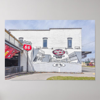 Poster Mural with Route 66 Sign in Kansas