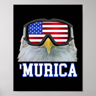 Poster Murica American Flag Shirt Ski Snowboard Snowboard