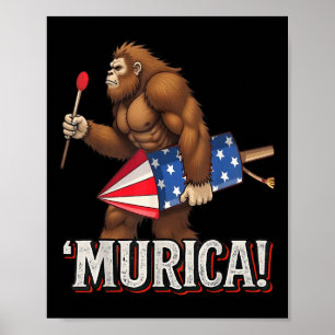 Poster Murica Bigfoot Em 4 De Julho, Bandeira Americana S