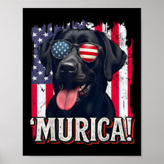 Poster Murica Labrador Retriever 4 De Julho American Fla