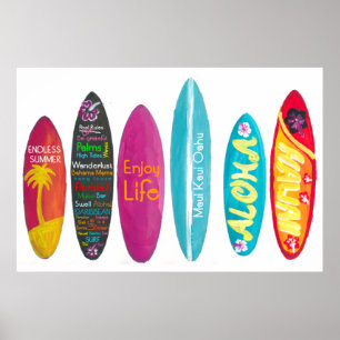Poster Muro de Arte Surfboard Aloha