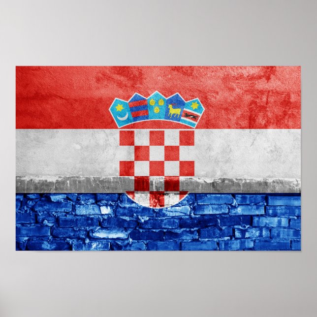 Poster Muro de bandeira da Croácia (Frente)