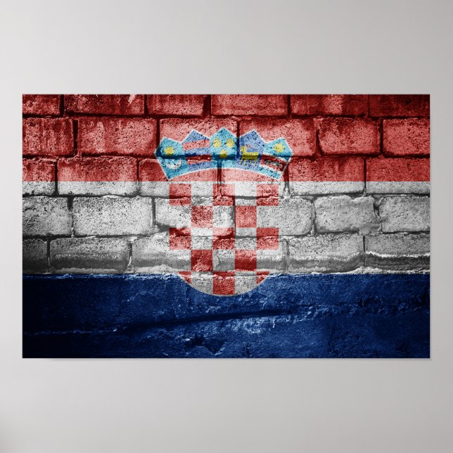 Poster Muro de bandeira da Croácia (Frente)