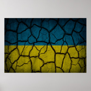 Poster Muro de bandeira da Ucrânia