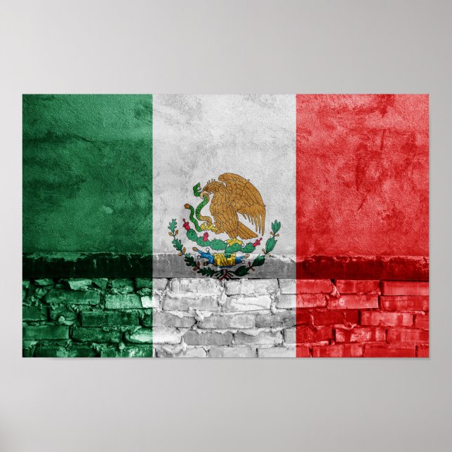 Poster Muro de bandeira do México (Frente)
