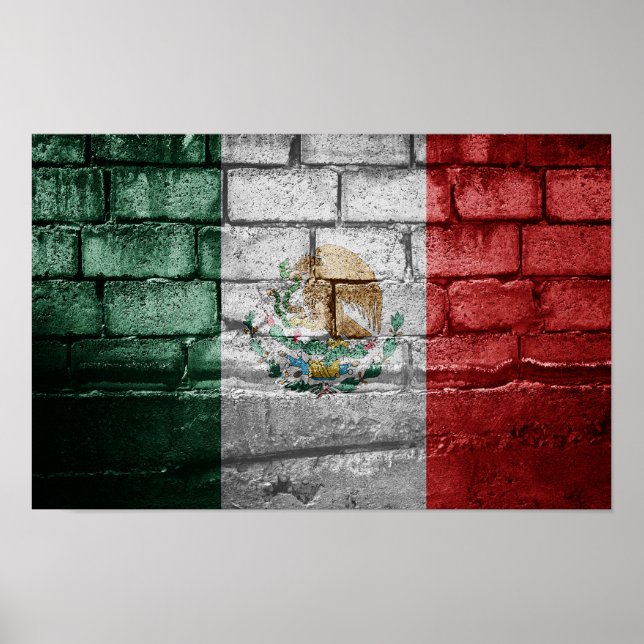 Poster Muro de bandeira do México (Frente)