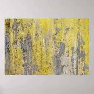 Poster Muro de betão de cinza velha com tinta amarela des