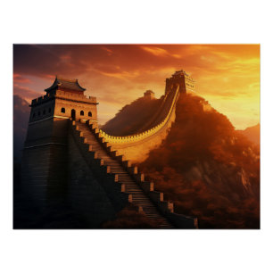 Pôster Muro de excelente da China Sunset - Majestoso Asiá