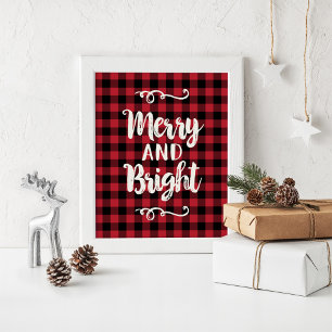 Poster Muro de Férias da Xadrez Vermelha feliz e Brilhan