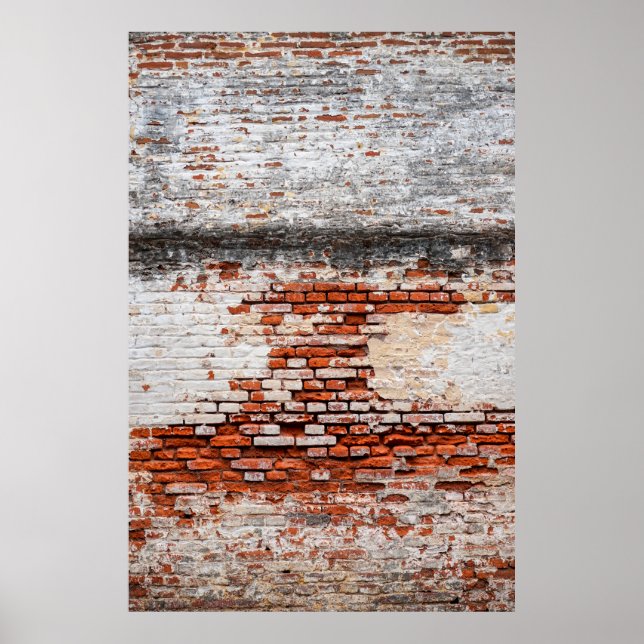 Poster muro de tijolos na estrada abandonada, abstrato, e (Frente)