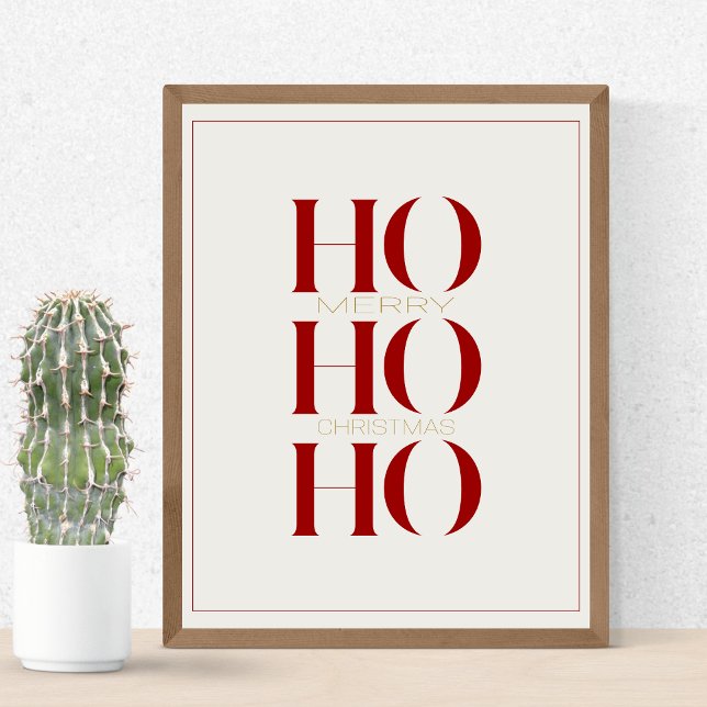 Poster Muro Gráfico "HO HO HO" Vermelho de Crimson Minima (Criador carregado)