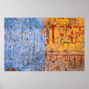 Poster Muro pintado devanagari de grafite