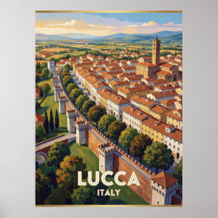 Poster Muros da Cidade de Lucca Itália Cena de Viagem 🧱