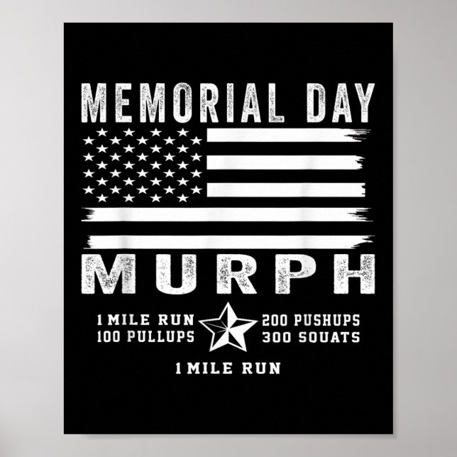 Poster Murph Challenge Memorial Day Workout Gym USA Flag (Frente)