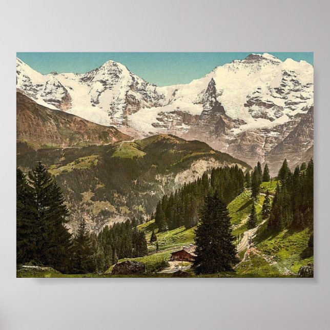 Poster Murren, Grutschalp, I, Eiger, Monch e Jungfrau, (Frente)