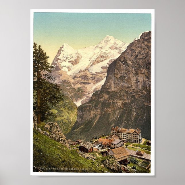 Poster Murren, Hotel dos Alpes, Bernese Oberland, Suíça (Frente)
