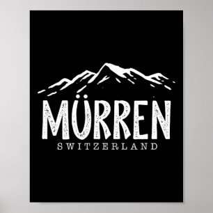 Poster Murren Suíça Montanhas Esquiador Suíço Esquiando