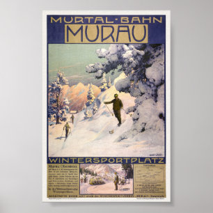 Poster Murtalbahn Murau Áustria Cartaz Vintage 1907