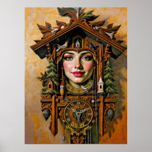 Poster “Musa Atemporal” – Um Retrato de Relógio Cuco