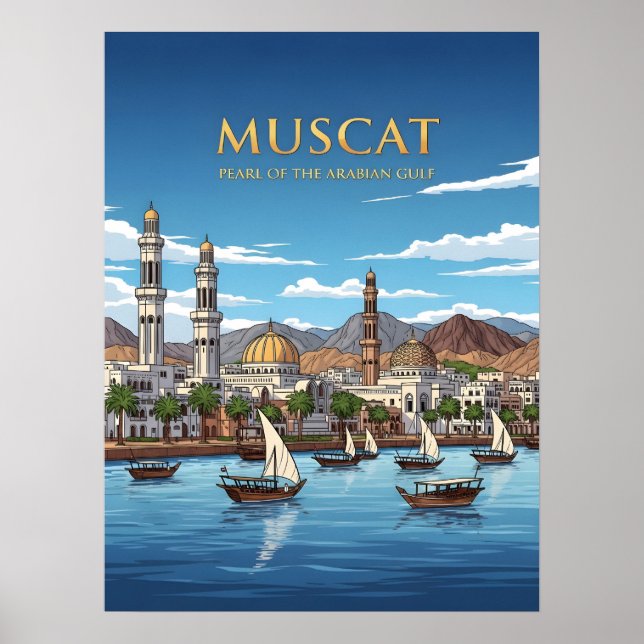 Poster Muscat Oman Waterfront Cityscape (Frente)