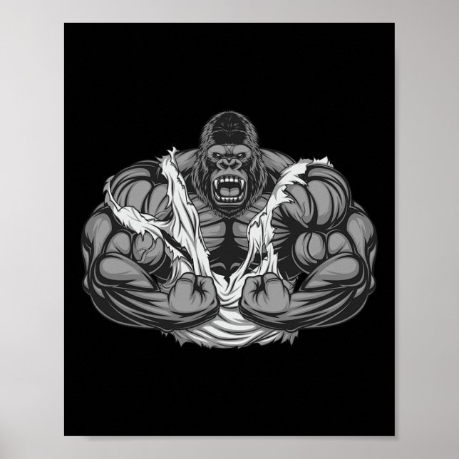 Poster Muscle Gorilla Workout Gym Para Lover Bodyb (Frente)