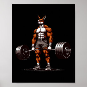 Poster Muscle Kangaroo Deadelevando Engraçado Gym Weeleva