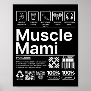Poster Muscle Mami E Mãe Gym A Trabalhar Mãe Engraçado Bo