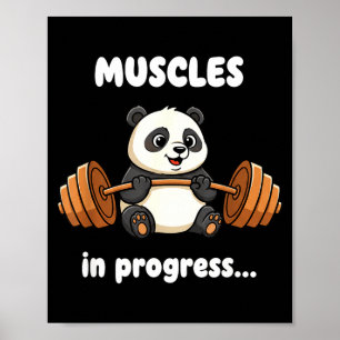 Poster Músculos em progresso panda engraçado academia tre