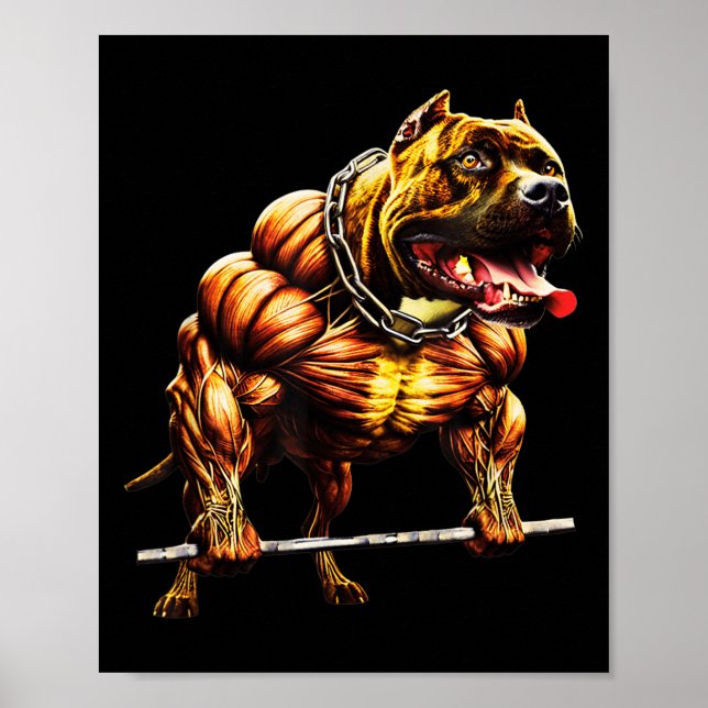 Poster Musculoso Pitbull Potlevante Gym Animal Str (Frente)