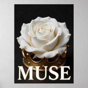 Poster MUSE Rosa Branca Dourada Moda