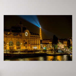 Poster Musée d'Orsay em Paris à noite