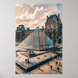 Poster Museu do Louvre na Pintura Petrolífera da Noite