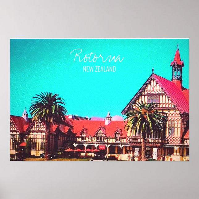 Poster Museu Rotorua viagem da Nova Zelândia (Frente)